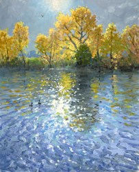 Autumn Reflections by James Preston - Original Painting on Stretched Canvas sized 18x22 inches. Available from Whitewall Galleries